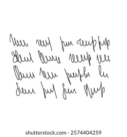 Handwritten scribble poem letter. Freehand text verse note. Unreadable doodle rough draft write by pen isolated on white background. Illegible cursive script message. Vector hand drawn illustration.