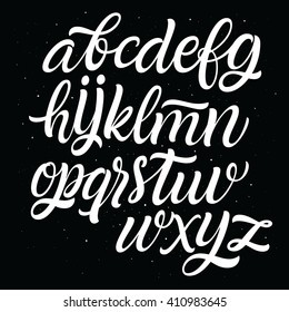 Handwritten script alphabet. Hand lettering and custom typography font.