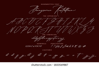 Handwritten Script Cursive Calligraphy Font Buongiorno Italian Hello Rastellino Vector Alphabet Set