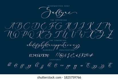 Handwritten Script Cursive Calligraphy Playful Font Sadlyne Vector Alphabet Set