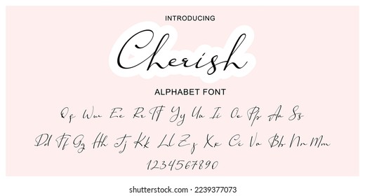 Handwritten Script font alphabet. Minimal modern urban fonts for logo, brand etc. Typography typeface uppercase lowercase and number. Vector illustration.Abstract. Fashion font alphabet