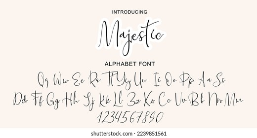 Handwritten Script font alphabet. Minimal modern urban fonts for logo, brand etc. Typography typeface uppercase lowercase and number. Vector illustration.Abstract. Fashion font alphabet