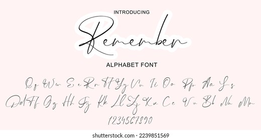 Handwritten Script font alphabet. Minimal modern urban fonts for logo, brand etc. Typography typeface uppercase lowercase and number. Vector illustration.Abstract. Fashion font alphabet