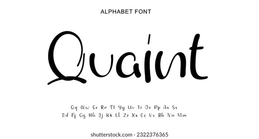 Alfabeto de letra manuscrita del guión. Fuentes urbanas modernas mínimas para logotipo, marca, etc. Tipografía tipo de letra mayúsculas minúsculas y número. Ilustración vectorial. Resumen. Tipo de letra de moda