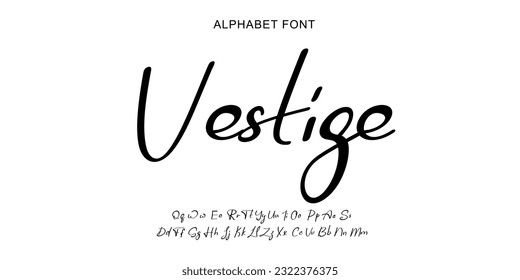 Handwritten Script font alphabet. Minimal modern urban fonts for logo, brand etc. Typography typeface uppercase lowercase and number. Vector illustration. Abstract. Fashion font