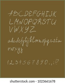 Handwritten script font. Brush font. Vector.  Alphabet letters.