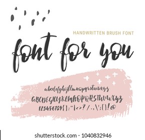 Handwritten script font. Elegance Calligraphic vector alphabet. Brushpen, brush modern calligraphy cursive typeface, Typographic set Hand Lettering and Typography Designs Logo, Packaging, card, Poster