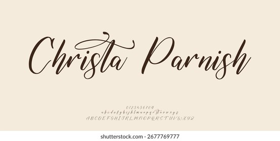 Handwritten Script Font. friendly handwritten display font. Cute and fun font for writing wedding invitations cards. vector illustration
