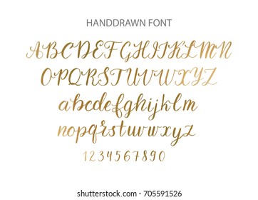 Handwritten Script font. Hand drawn brush style modern calligraphy cursive typeface. Hand Lettering and Custom Typography alphabet for Designs: Logo, Greeting Cards, Poster. Vector Brush type set.