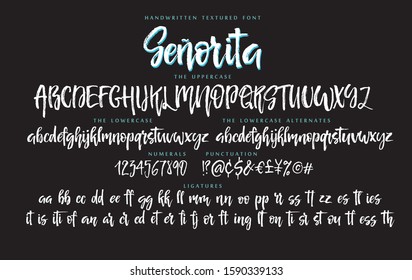 Handwritten script font vector alphabet Senorita set