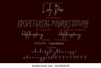 Handwritten Script Font Vector Alphabet Lady Boss Set