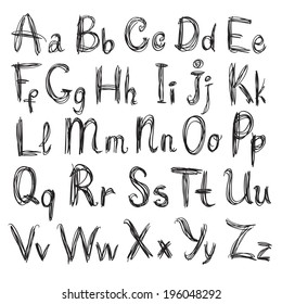 Handwritten script strokes of rough pencil. Isolated on white background