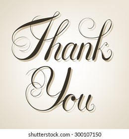 Handwritten Script Thank You On Beige Stock Vector (Royalty Free) 300107150