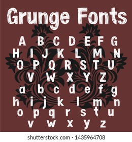 Handwritten script typeface alphabet letters named grunge fonts