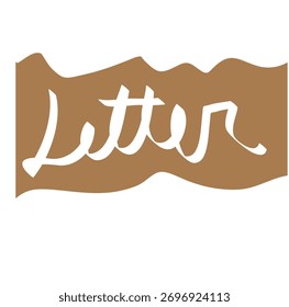 Handwritten script word 'Letter' on brown wavy banner background.