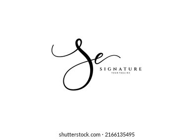 Handwritten Se letter logo. Simple signature vector