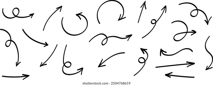 Handwritten set of arrows in vector