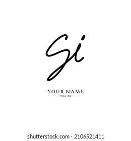 Handwritten SI letter logo. Simple signature vector