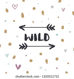 Handwritten sign, wild label. Vector, clipart, isolated details. Editable elements.