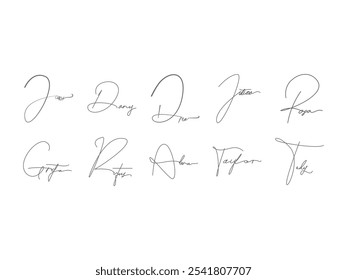 Handwritten Signature Artistic Element Set 