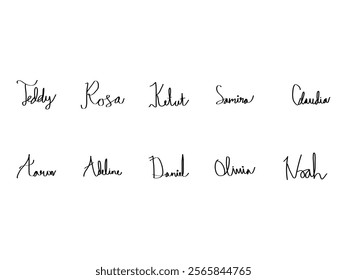 Handwritten Signature Design Element Set