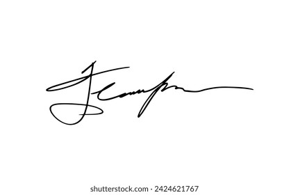 Handwritten signature illustration for documents. Unique handwritten sign in vector format