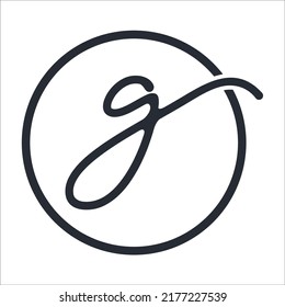 Handwritten Signature Logo for Initial G with circle frame