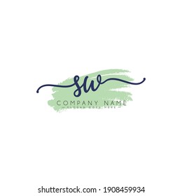 Logotipo de firma manuscrita para la carta inicial SW