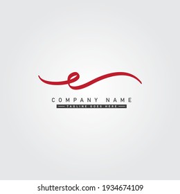 Handwritten Signature Logo for Initial Letter E