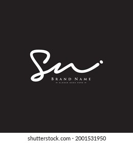 Handwritten Signature Logo for Initial Letter SU, SV and SN