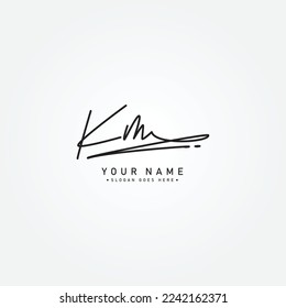 Handwritten Signature logo for Initial Letter KM - Vector Logo Template for Alphabet K and M