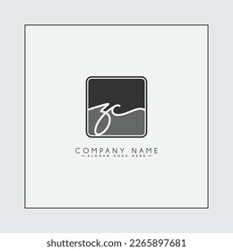 Handwritten Signature logo for Initial Letter ZC - Vector Logo Template for Alphabet Z and C
