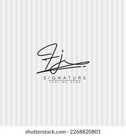 Handwritten Signature logo for Initial Letter FJ - Vector Logo Template for Alphabet F and J
