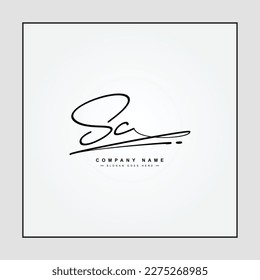 Handwritten Signature logo for Initial Letter SC - Vector Logo Template for Alphabet S and C