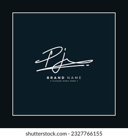 Handwritten Signature logo for Initial Letter PJ - Vector Logo Template for Alphabet P and J