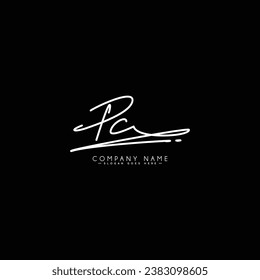 Handwritten Signature logo for Initial Letter PC - Vector Logo Template for Alphabet P and C