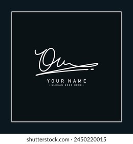 Handwritten Signature logo for Initial Letter OU - Vector Logo Template for Alphabet O and U