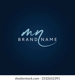 Handwritten Signature logo for Initial Letter MN - Vector Logo Template for Alphabet M and N