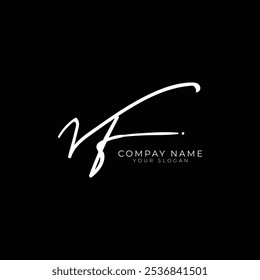 Logotipo de assinatura manuscrito para a letra inicial VF