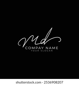 Handwritten Signature logo for Initial Letter MD