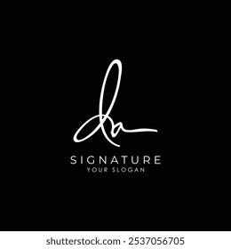 Logotipo de firma manuscrita para la letra inicial DA, D y A Vector del alfabeto Logotipo Plantilla