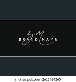 Handwritten Signature logo for Initial Letter ZM - Vector Logo Template for Alphabet Z and M