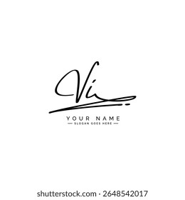 Handwritten Signature logo for Initial Letter VI - Vector Logo Template for Alphabet V and I