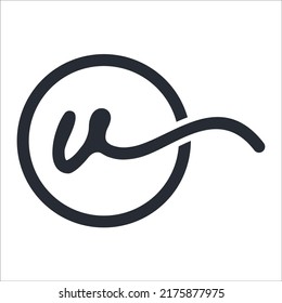 Handwritten Signature Logo for Initial V with circle frame