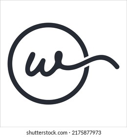 Handwritten Signature Logo for Initial W with circle frame