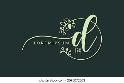 Handwritten Signature monogram Letter d calligraphic vector graphic design,usable for wedding card, personal signature, logo design concept illustration