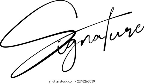 Handwritten signature for signed papers and documents. Random fake signature blank template