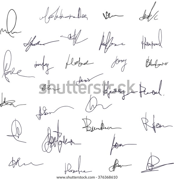 Handwritten Signatures Signature Icons Set Fictitious Stock Vector ...