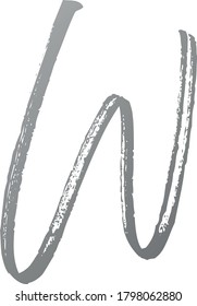 Handwritten Silver Color Letter W