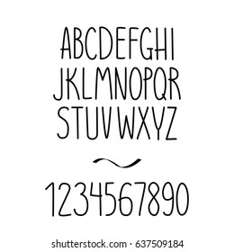 Handwritten simple font.